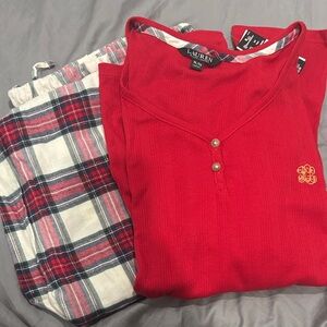 Ralph Lauren Size XL Red Christmas Plaid Pajama Set